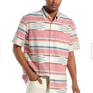 Faherty Short Sleeve Button Up Coast Shirt Red Summer Ikat Size Medium